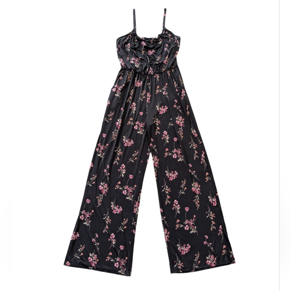 Kaileigh Sleeveless Black Floral Jumpsuit M